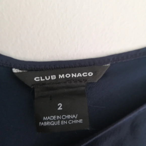 Club Monaco Navy Silk Sleeveless V-Neck Dress with Pleating and Pockets 2 - Picture 11 of 15